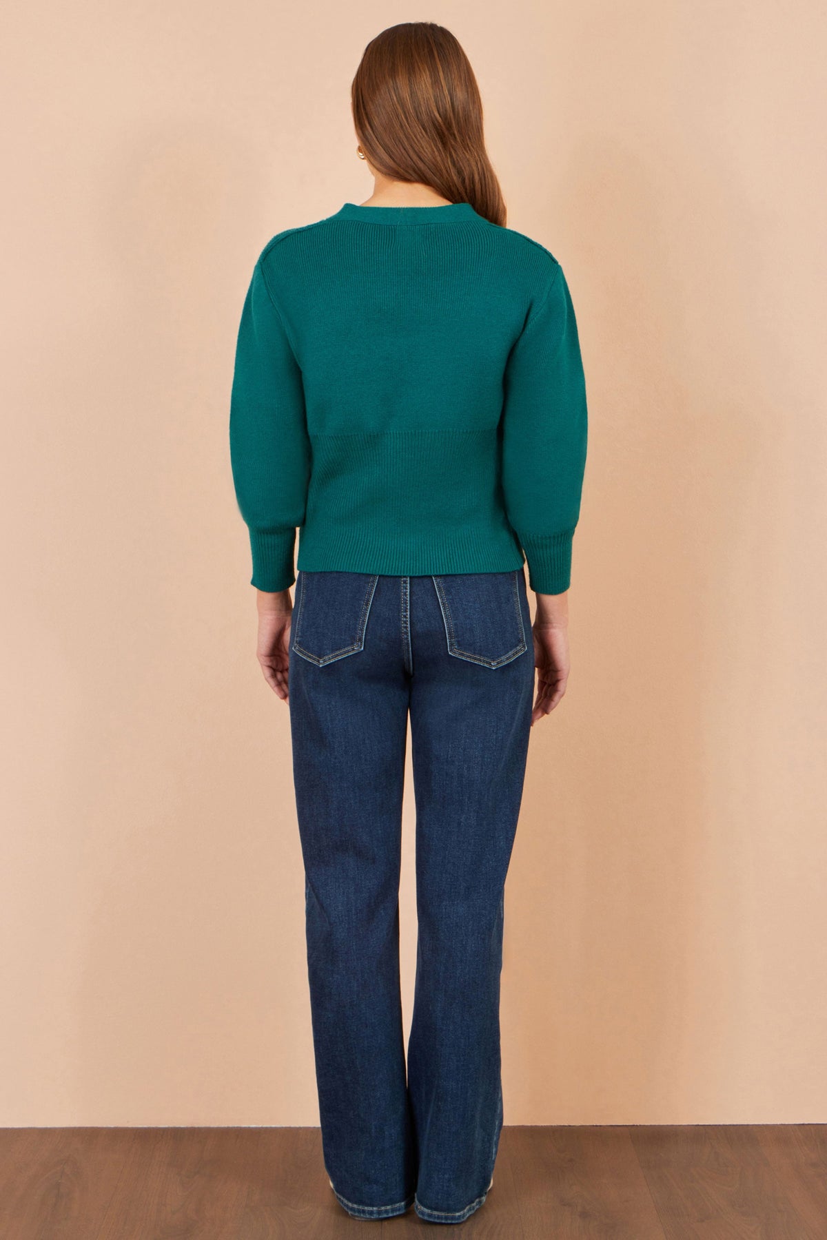 Yumi Teal Knitted Button Cardigan