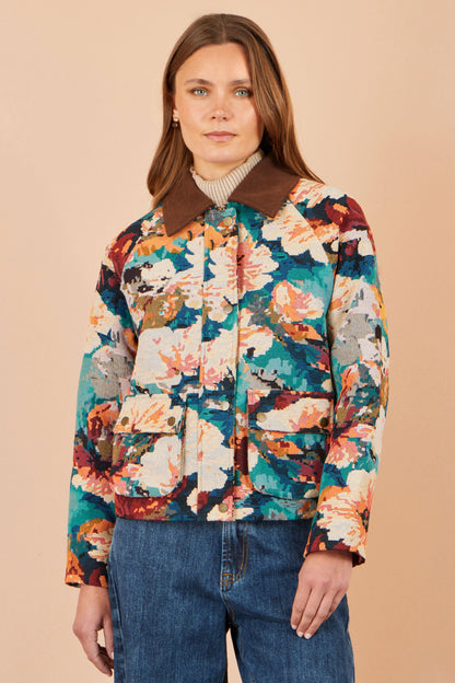 Yumi Multicolour Floral Woven Bomber Jacket