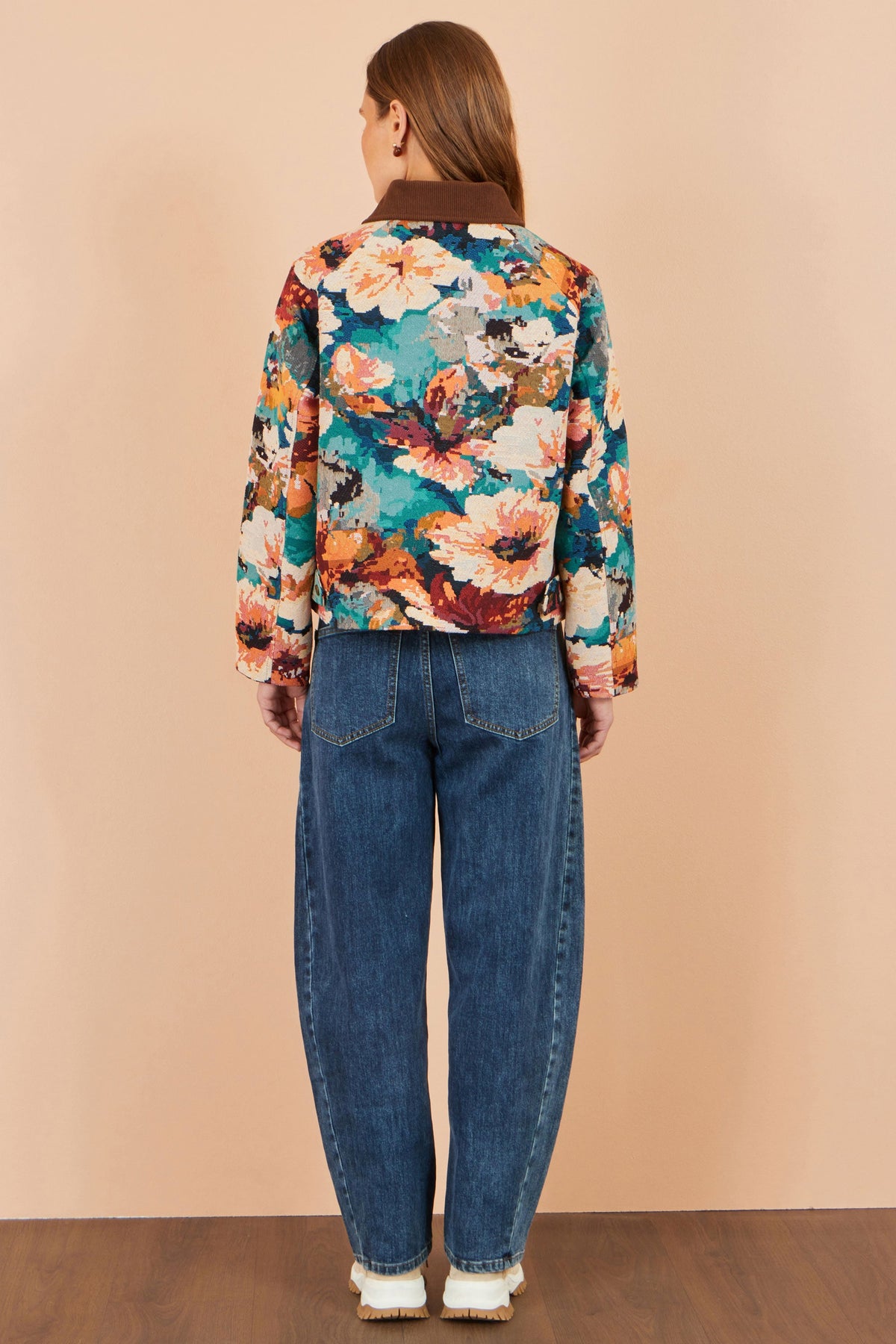 Yumi Multicolour Floral Woven Bomber Jacket