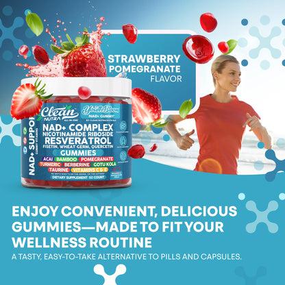 Youth Bloom NAD+ Gummies - Resveratrol, Turmeric & Collagen (60 Ct) | Clean Nutra