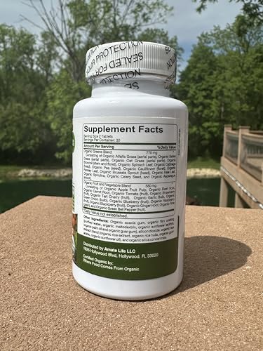 Aamatec Life Organic Superfood: 14 Greens & 14 Fruits, Non-GMO, 60 Capsules