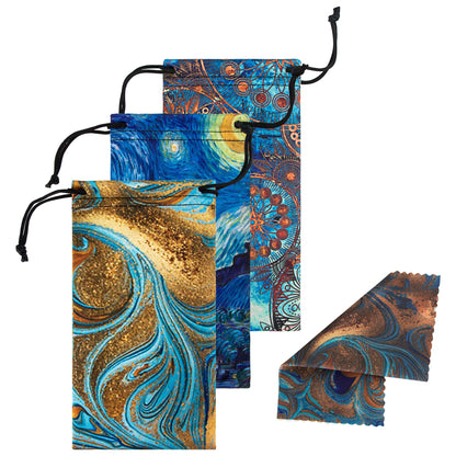 Aatacas Soft Eyeglass Pouch 3 Pack – Microfiber Cleaning Bags for Glasses