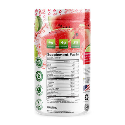 About Time BCAA Hydration Powder Watermelon Lime – L-Glutamine & Electrolytes, Non-GMO, Gluten Free, Monk Fruit, Coconut Water, 20 Servings