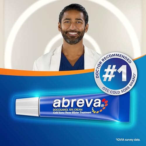 Abreva 10% Docosanol Cold Sore Treatment – Shortens Healing Time to 2.5 Days (0.07 oz) Tube x2