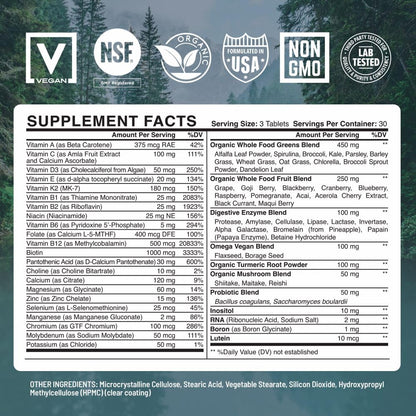 Abundant Earth Whole Food Multivitamin for Women & Men | Vegan, Probiotic & Enzymes | 90 Count