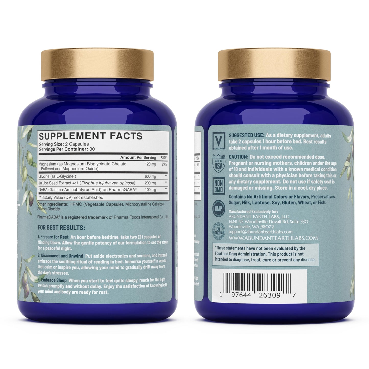 Abundant Earth Minding Down Sleep Aid for Adults - No Melatonin, Max Strength Magnesium & GABA