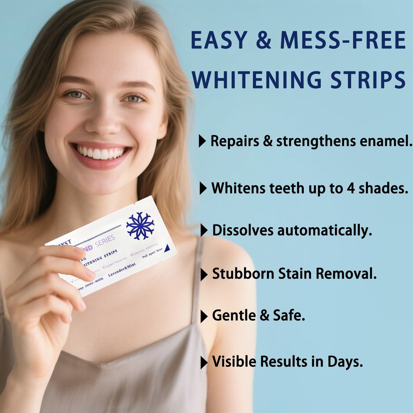 ABYST Diamond Dissolving Teeth Whitening Strips – Soft Enamel Safe, 16 Ct