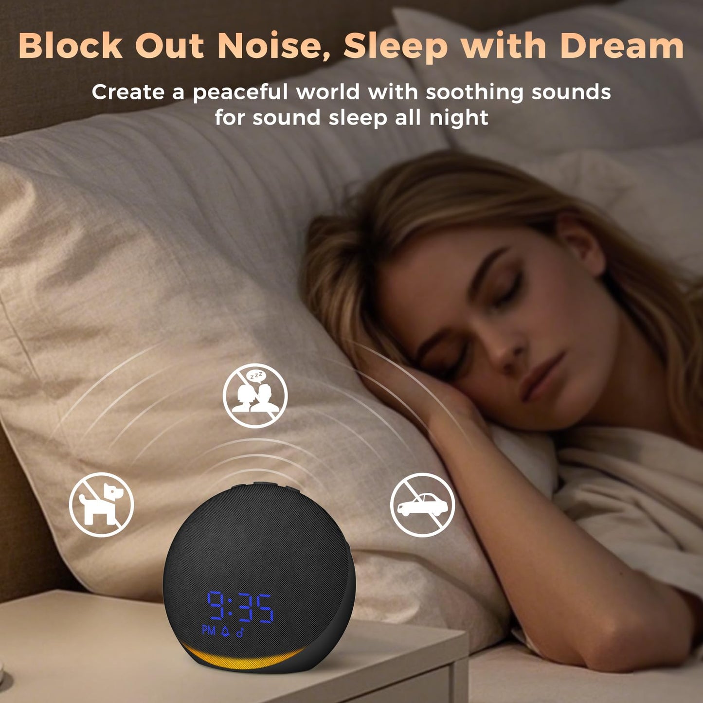 Acedeck Sound Machine Alarm Clock for Bedroom — 25 Sleep Sounds + Gentle Wake & Bluetooth Speaker