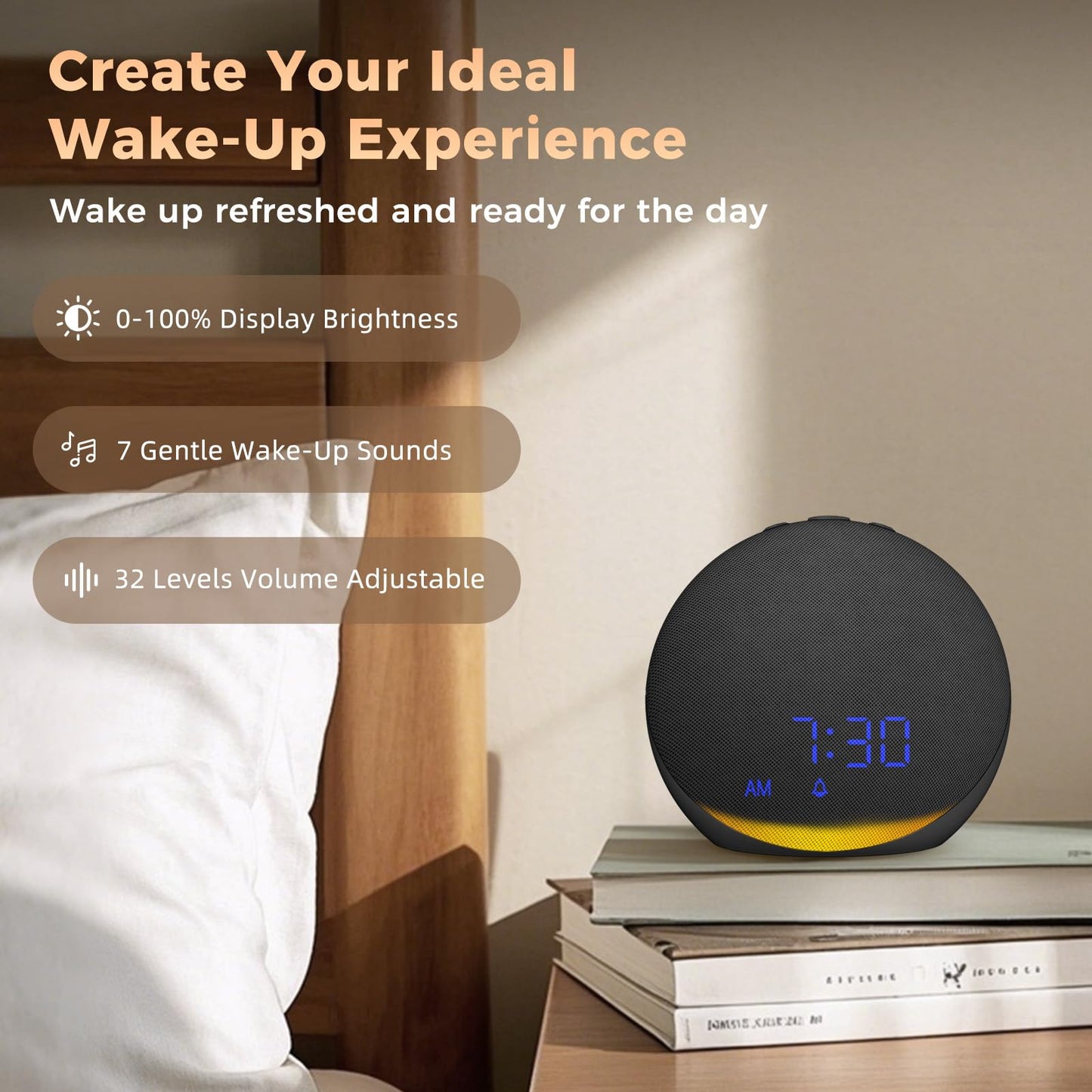 Acedeck Sound Machine Alarm Clock for Bedroom — 25 Sleep Sounds + Gentle Wake & Bluetooth Speaker