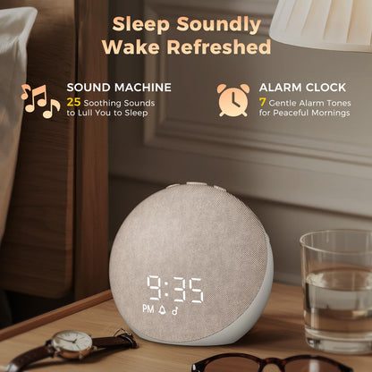 Acedeck Sound Machine Alarm Clock – 25 Sleep Sounds, Gentle Wake, Bluetooth Speaker, Putty