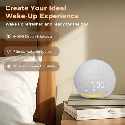 Acedeck Sound Machine Alarm Clock with 25 Sleep Sounds | Frost White
