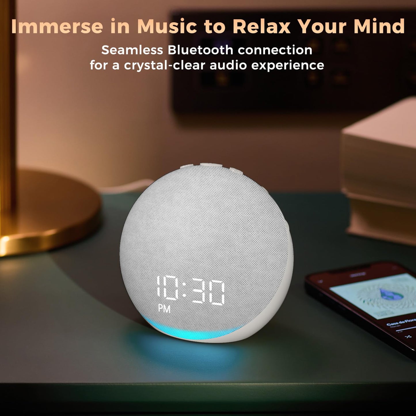 Acedeck Sound Machine Alarm Clock with 25 Sleep Sounds | Frost White