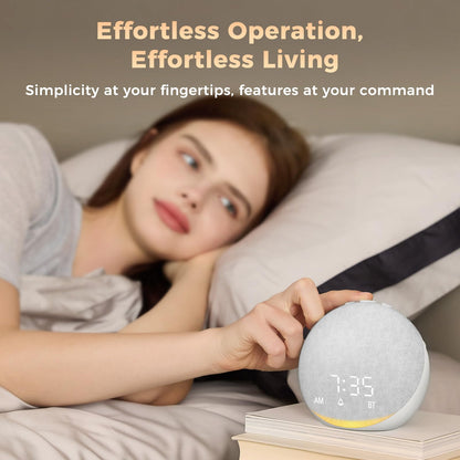 Acedeck Sound Machine Alarm Clock with 25 Sleep Sounds | Frost White