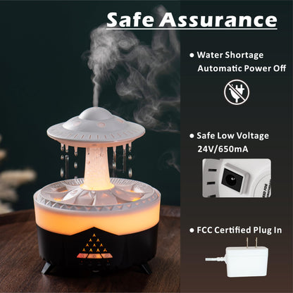 AChoice4U UFO Diffuser 350ml Black – 7 LED Colors, Remote, Auto-Off