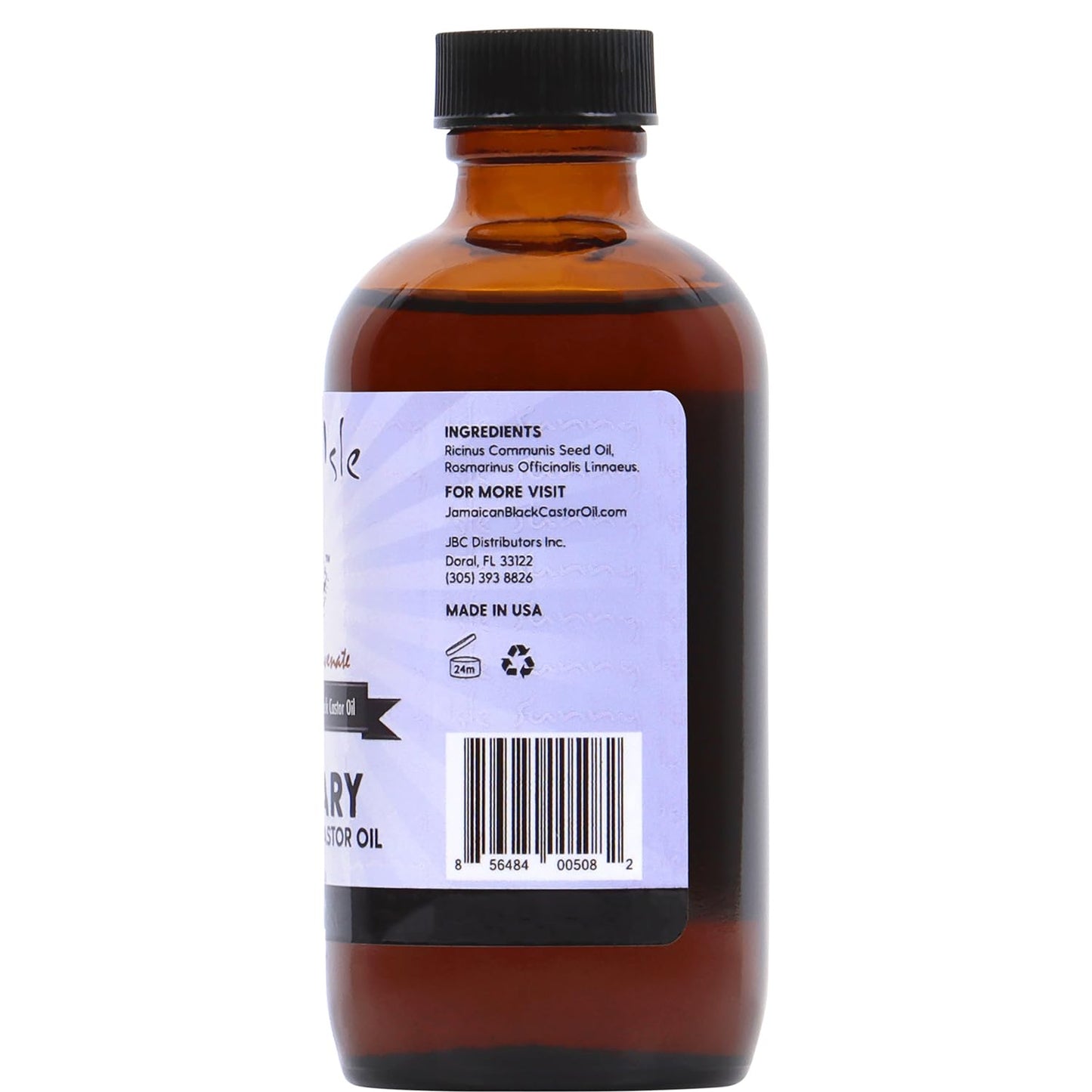 Sunny Isle Rosemary Jamaican Black Castor Oil 4oz | Hair Growth Treatment for Scalp & Acne-Prone Skin