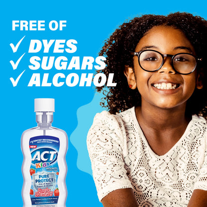 ACT Kids Anticavity Fluoride Mouthwash, Simply Strawberry, 16.9 fl oz Pack of 3