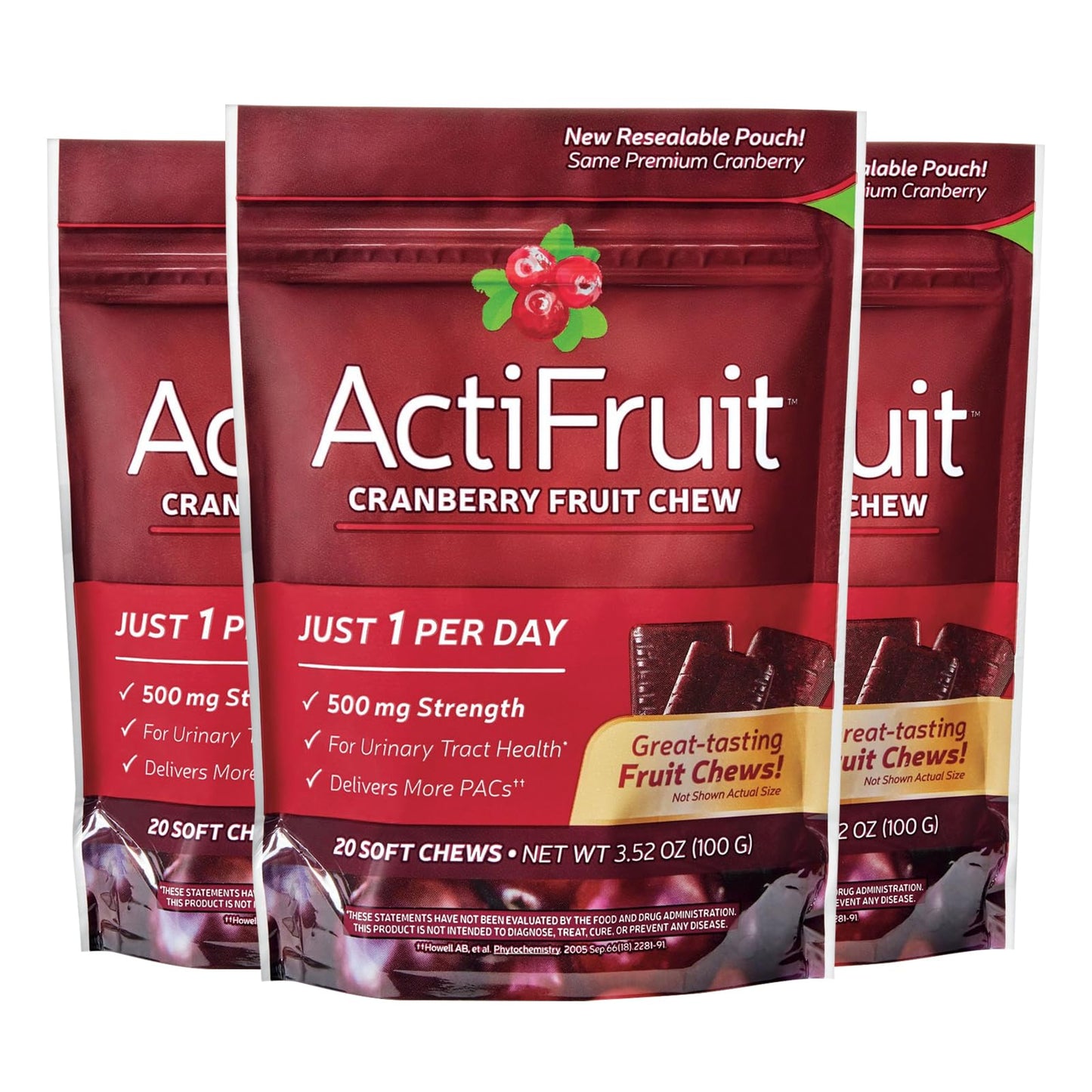 Enzymatic Therapy ActiFruit™ 20 Soft Chews Multi-Pack – Cranberry UTI Support