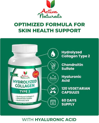 Activa Naturals Collagen Type 2 + Chondroitin & Hyaluronic - 120 Veg Capsules