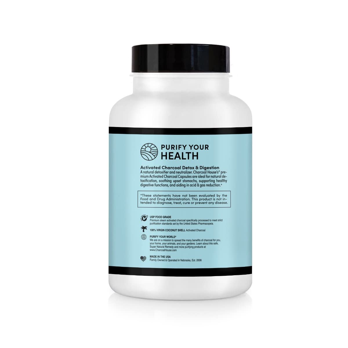 Activated Charcoal Capsules 125 Vegetarian Capsules 320mg - Vegan 100% Pure Coconut Shell Charcoal No Filler