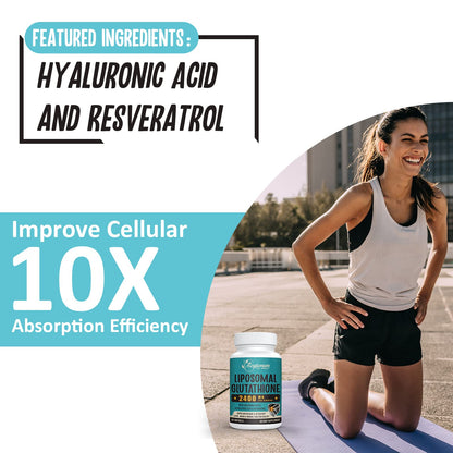 Zeylamum 2400mg Liposomal Glutathione Softgels – Max Absorption, Hyaluronic Acid & Resveratrol, 600 Softgels