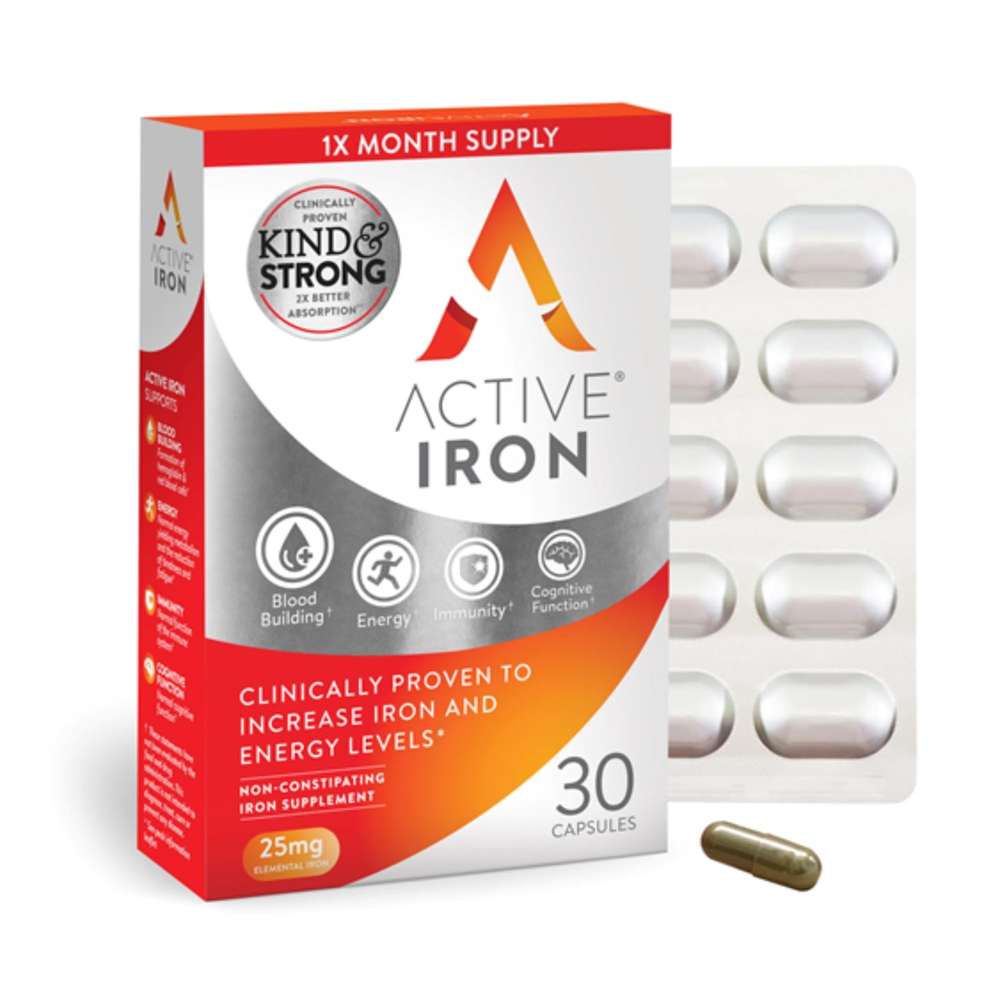 Active Iron 25mg Supplement – Clinically Proven to Boost Iron & Energy (30 Caps)