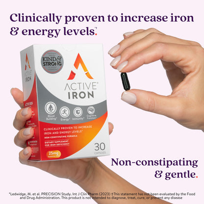 Active Iron 25mg Supplement – Clinically Proven to Boost Iron & Energy (30 Caps)