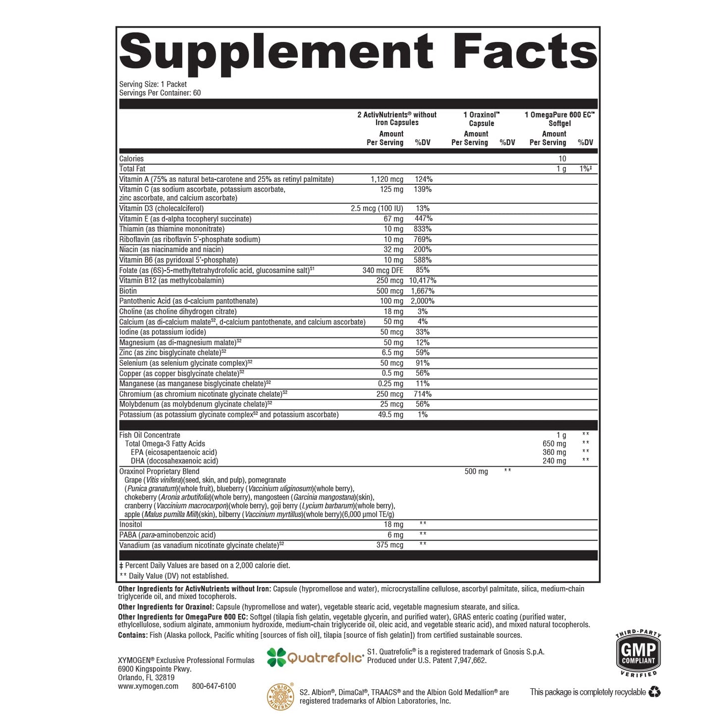 XYMOGEN ActivEssentials Packets – Daily Dose Pack (60 Packets)