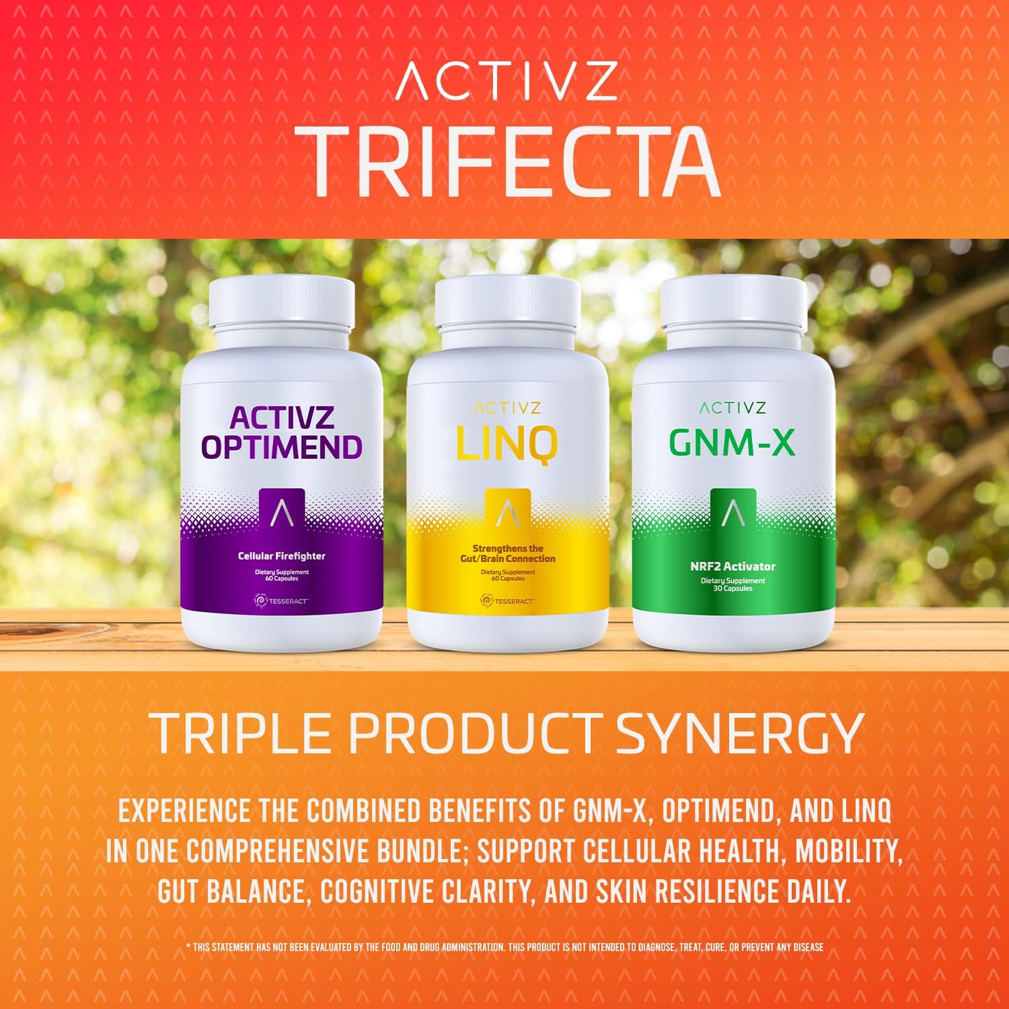 ACTIVZ Trifecta: GNM-X, Optimend & LINQ 3 Pack – Nrf2 Activation, Flexibility, Brain & Gut Function