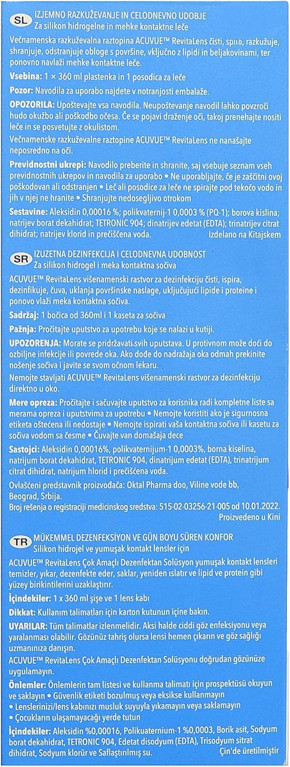 ACU vue Revita Contact Lens Solution – Multi-Purpose Disinfecting Solution for Soft Contact Lenses, Lens Case Included, 12.17 fl oz (360 ml), Pack of 2