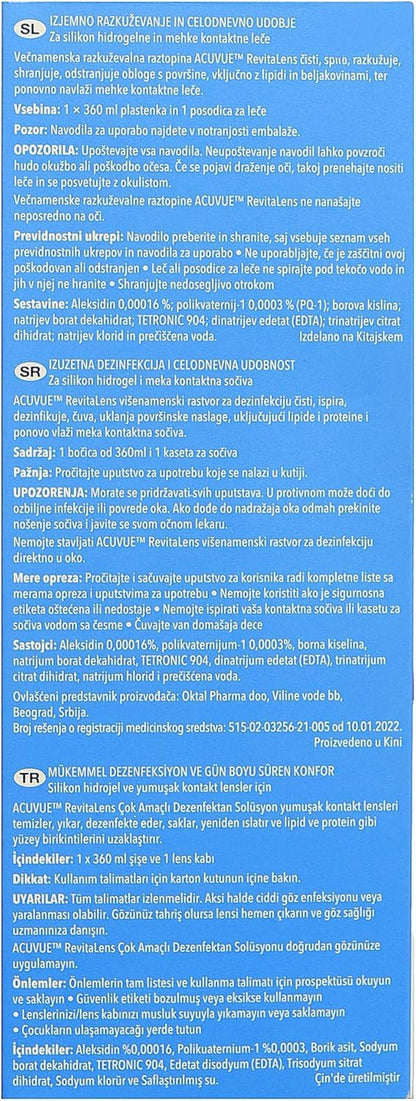 ACU vue Revita Contact Lens Solution – Multi-Purpose Disinfecting Solution for Soft Contact Lenses, Lens Case Included, 12.17 fl oz (360 ml), Pack of 2