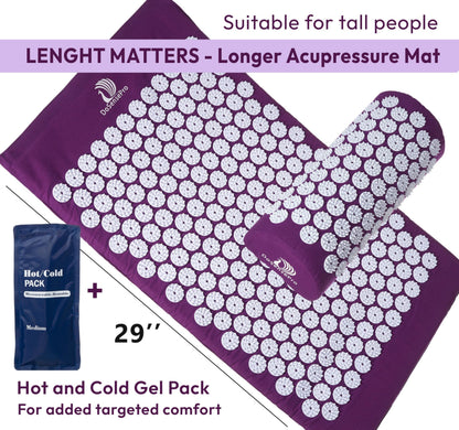 Acupressure Mat & Pillow Set – Therapy for Back & Neck Pain, Sciatica, Sleep Aid (Purple)