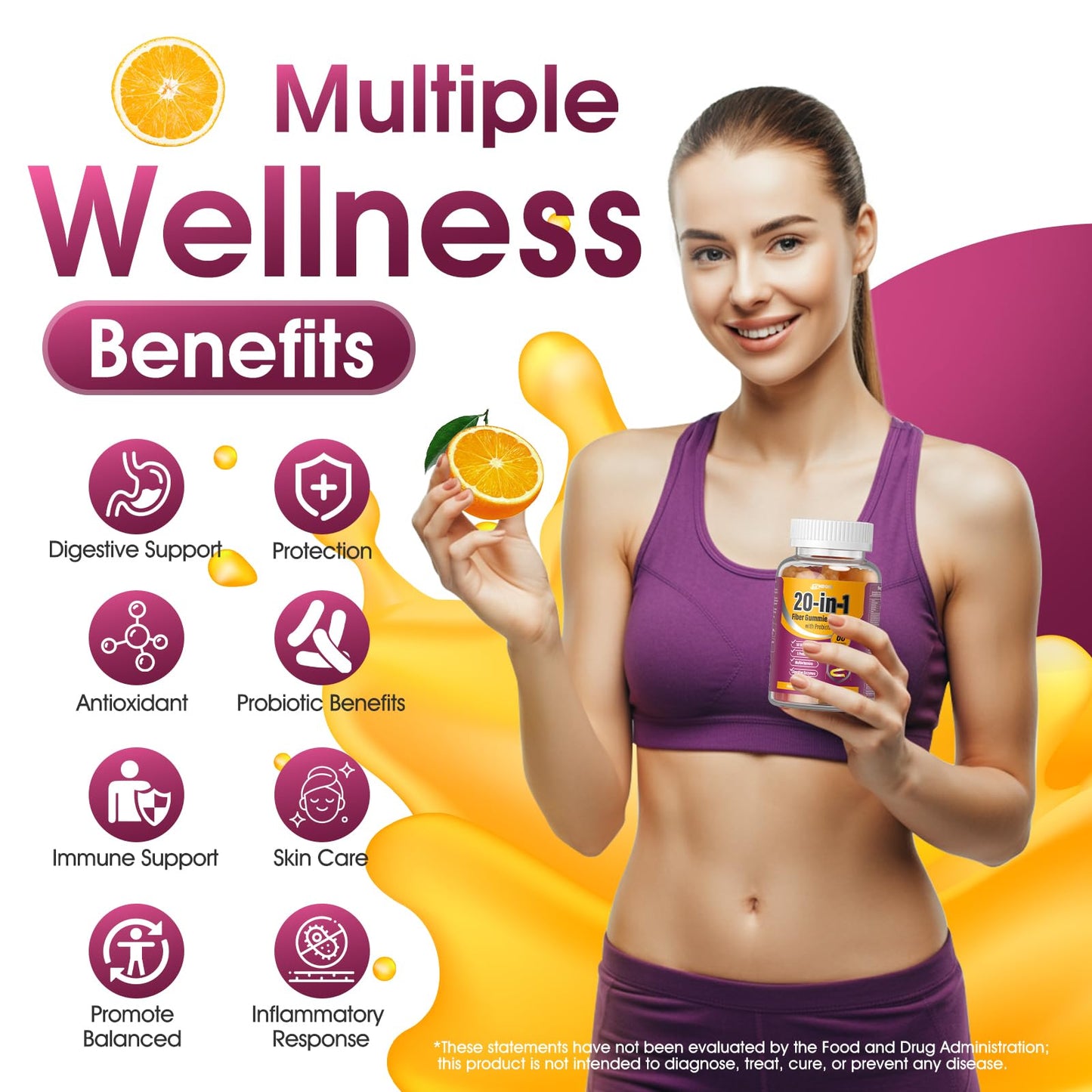 Fiber Gummies for Women – Prebiotic Probiotics & Hormone Balance (Sugar-Free, Keto Friendly)