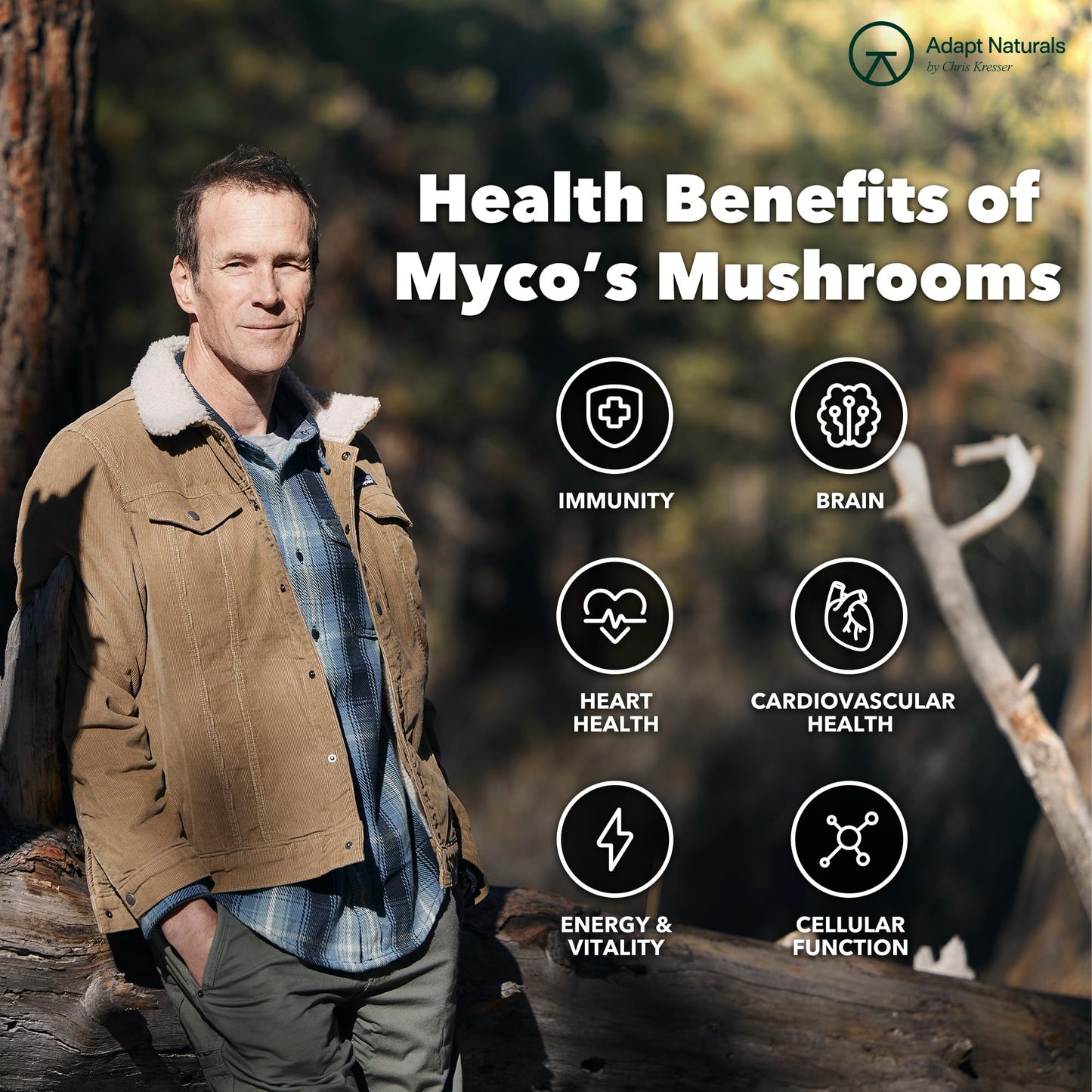 Adapt Naturals Bio-Avail Myco – 8-in-1 Bioavailable Mushroom Supplement | 120 Capsules