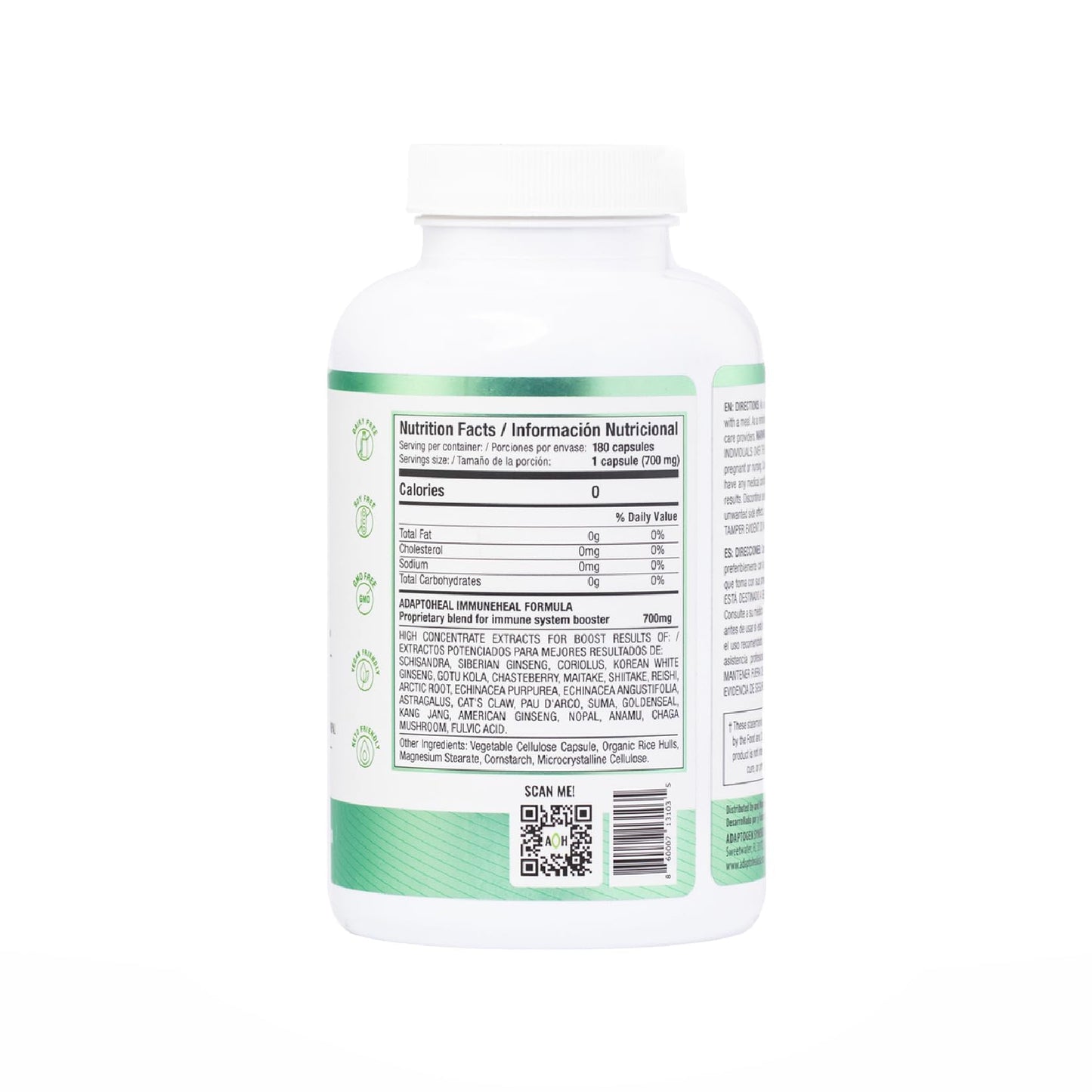 ADAPTOHEAL Immuneheal – Adaptogen & Immune Support Capsules with Schisandra, Ginseng & Mushroom Extract (180 Capsules)