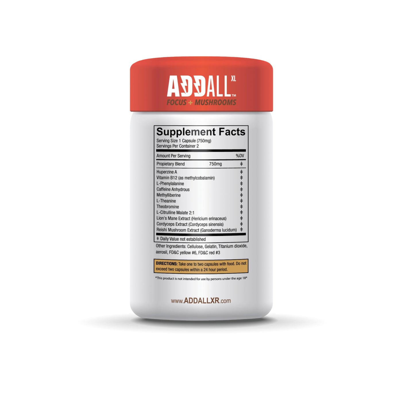 Addall Focus + Mushroom Memory Supplement (30 Count) – Nootropic for Focus, Energy & Memory | USA Made