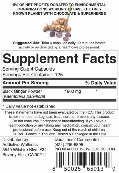 Addictive Wellness Black Ginger Capsules 450mg — Energy, Endurance & Metabolism
