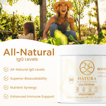 Grass-Fed Bovine Colostrum Powder - 60 Servings | Pure First-Milking IgG 25% | USA Sourced