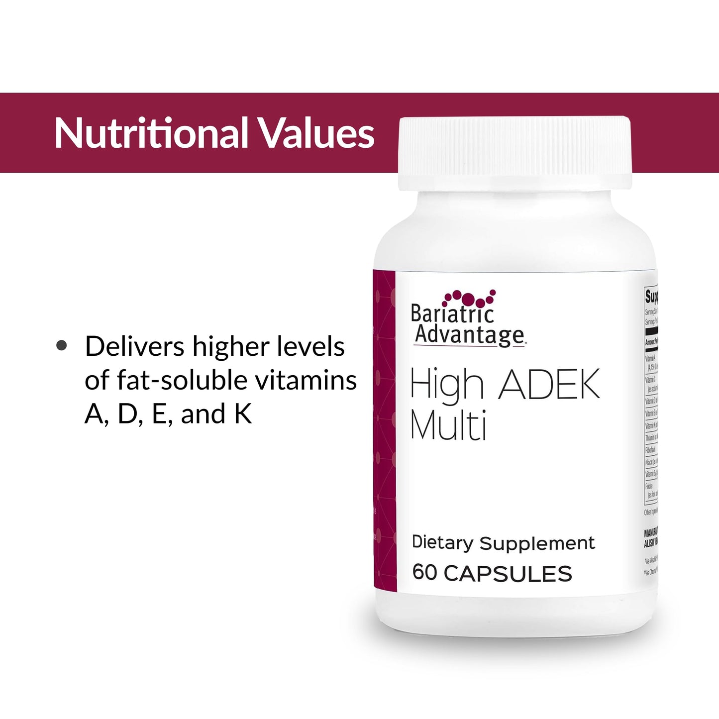 Bariatric Advantage High ADEK Multi - ADEK Multivitamin for Bariatric Patients (60 Capsules)