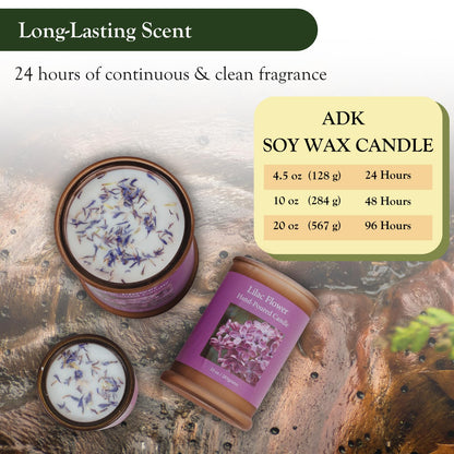 ADK Lilac Scented Candle – 4.5 oz Aromatherapy Candle, Hand-Poured in USA | Premium Soy Wax | Adirondack Fragrance Farm
