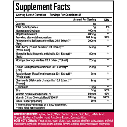 Adndale 90ct 15-in-1 Magnesium Glycinate Gummies (400 mg/serv) – with Magnesium Malate, Ashwagandha, Tart Cherry, Zinc & Vitamins K2 & D3
