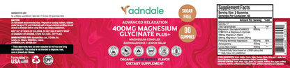 Adndale 90 ct Magnesium Glycinate Gummies with Ashwagandha & Taurate – Sugar-Free