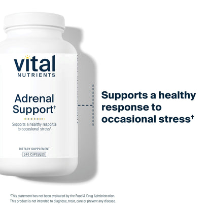 Vital Nutrients Adrenal Support - Stress Response & Energy Support, Gluten Free, 240 Capsules