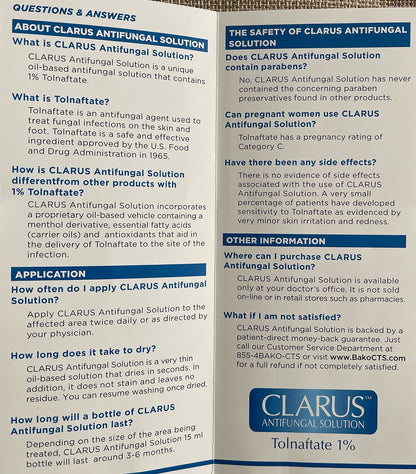 Clarus Solution Antifungal 1% – Advanced Footcare | 0.5 fl oz