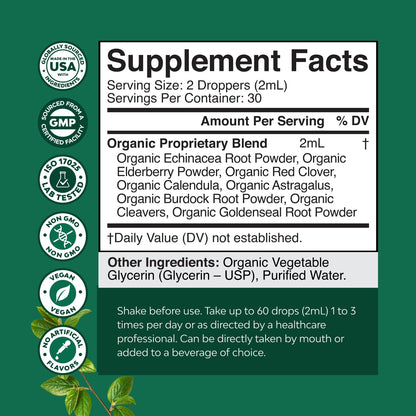Certified Organic Lymphatic Drainage Drops – Herbal Cleanse & Immune Support (30 Servings)