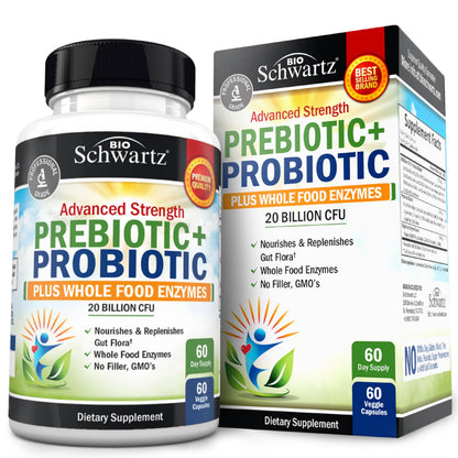 Advanced Prebiotics & Probiotics for Immune & Digestive Health - 60 Capsules