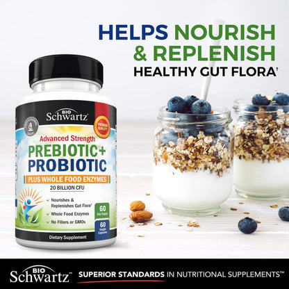 Advanced Prebiotics & Probiotics for Immune & Digestive Health - 60 Capsules