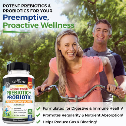 Advanced Prebiotics & Probiotics for Immune & Digestive Health - 60 Capsules