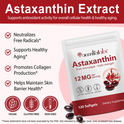 AEBEFBAW Astaxanthin 12mg – 120 Softgels | Premium Natural Antioxidant