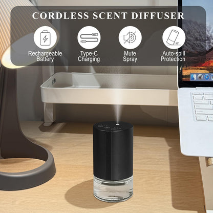 Aeeteek Essential Oil Diffuser | Waterless, 100ml, Rechargeable, 7-Color Ambient Light – Home, Car, Office