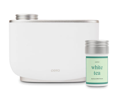 Aera Essential Oil Diffuser + White Tea Bundle for Large Rooms (500-1000 sq ft) - Alexa & App Control